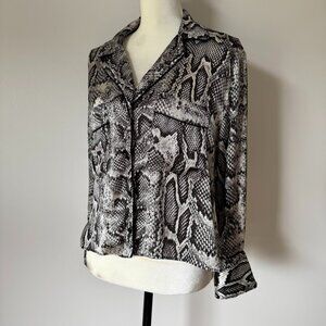 Zara Snake Print Button Down Top Long Sleeve Size S